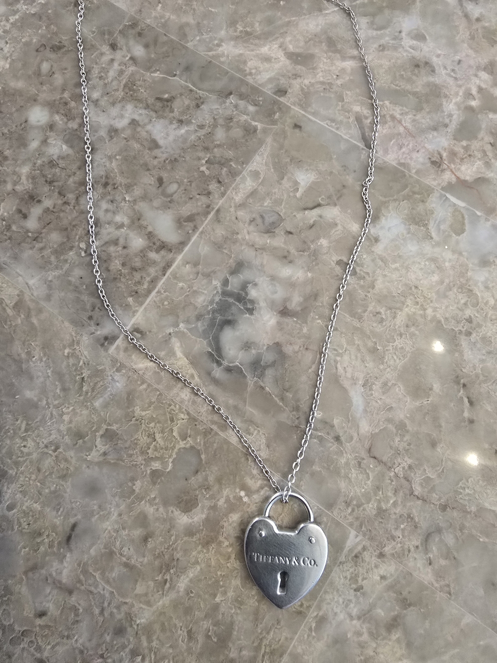 Tiffany & Co. Sterling Silver Vintage Heart Padlock Necklace - Silver